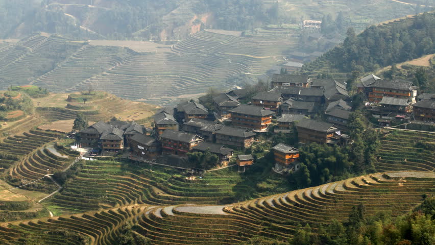 Time lapse of Longsheng Village and Terraced Rice Field at Morning - Longsheng,