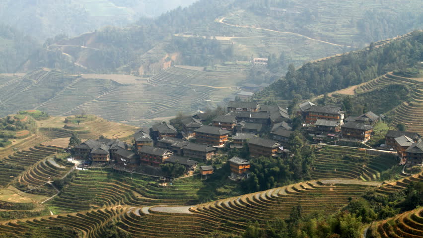 Time lapse of Longsheng Village and Terraced Rice Field at Morning- Longsheng,
