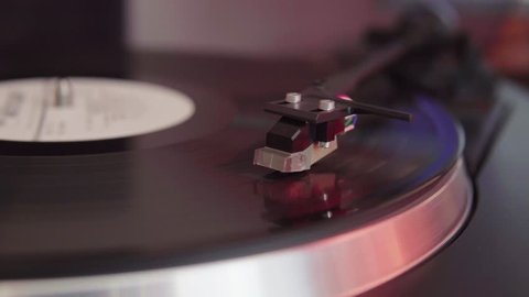 
Record playing on a vinyl record player close-up  4K UHD edited footage