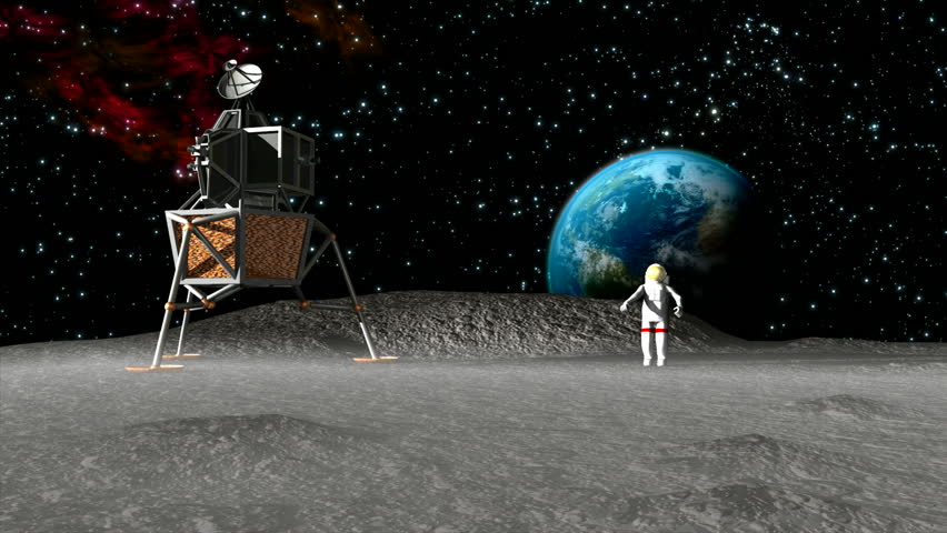 Astronaut on Moon 3D animation. HD1080