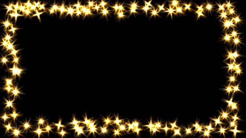 Amazing animated blink sparkles video frame on black background. Footage frame animated stars for websites, titles, presentation and labels for wedding and love story video film.