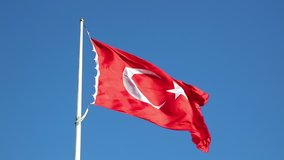 Turkish flag video Istanbul, Turkey.