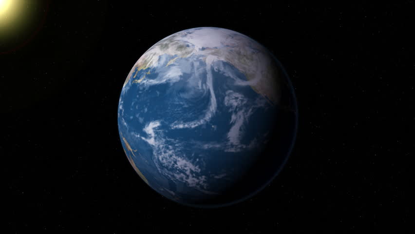 A time-lapse simulation of the Earth rotating from day into night. Loopable.