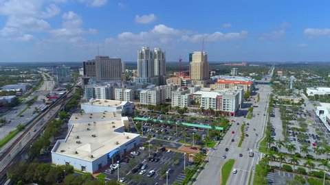 MIAMI, FL, USA - SEPTEMBER 18, 2017: Aerial shot of Dadeland Datran business district