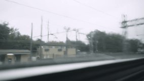 View through the window of a moving train	