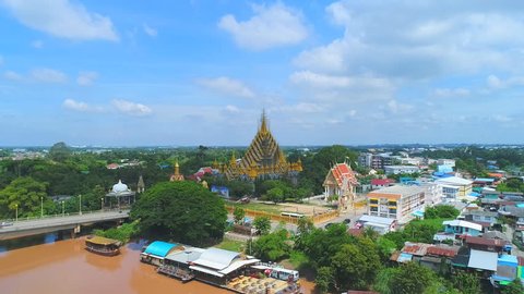 PHITSANULOK, THAILAND - SEPTEMBER 21, 2017: Top view  Wat Chan Tawan Tok ,beautiful in Phitsanulok Thailand.