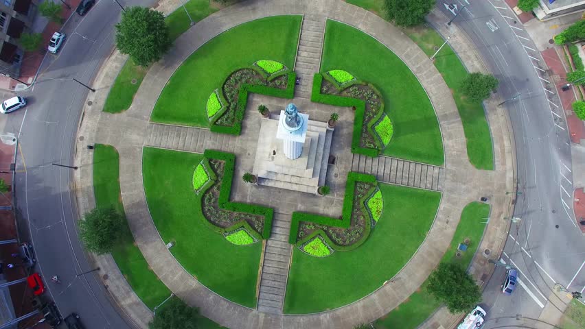Close up aerial view of General Robert E Lee at Lee Circle in New Orleans Louisiana
