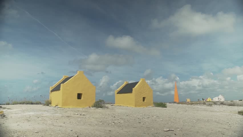 The yellow slave huts on bonaire