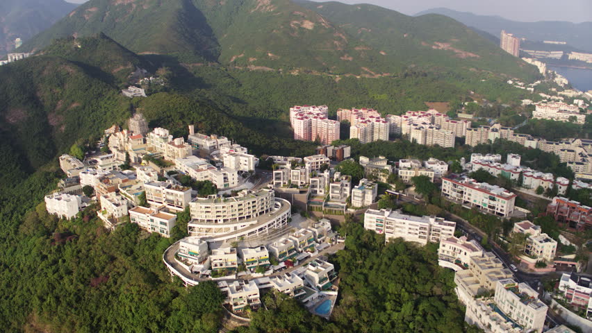Hong Kong Aerial v214 Birdseye flying low over Chung Hom Kok area panning with island views