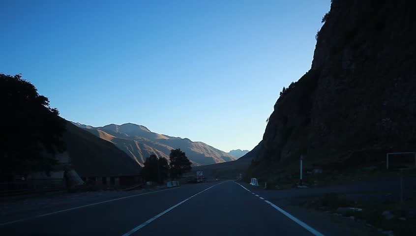 video road in the mountains of Georgia view from the car window