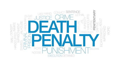 Death penalty animated word cloud, text design animation. Kinetic typography.