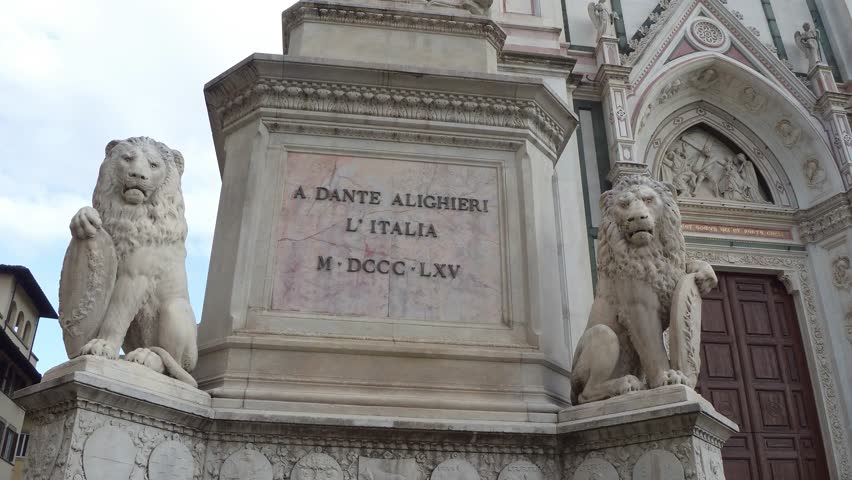 Famous statue of Dante Alighieri at Santa Croce Square in Florence