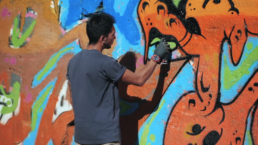 Graffiti Artist Painting With Aerosol Stock Footage Video 100 Royalty Free 30998095 Shutterstock