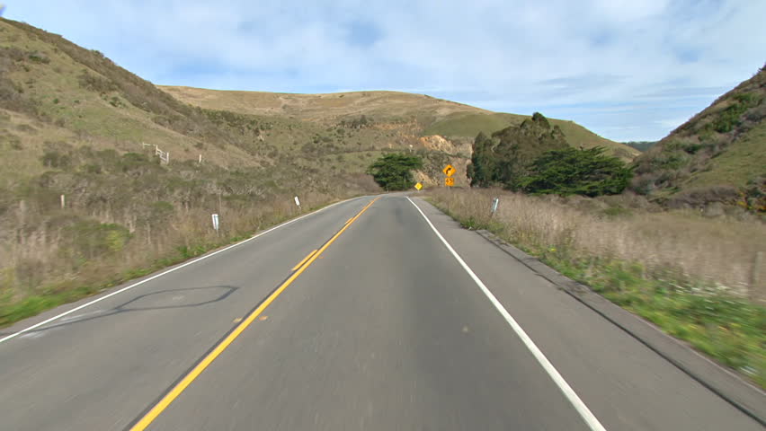 Driving plate - POV shot leaving (southbound) on Highway 1 in California south