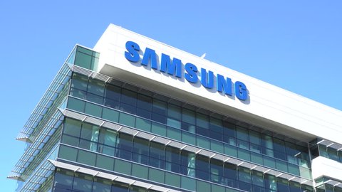 SANTA CLARA, CA/USA - JULY 30,  2017: Samsung Corporate facility and logo. Samsung s a South Korean multinational conglomerate.