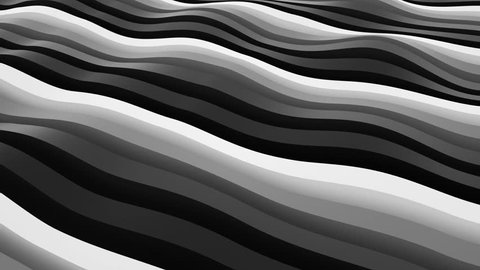Abstract Extruded Black White Waves Animated Stock Footage Video (100% ...
