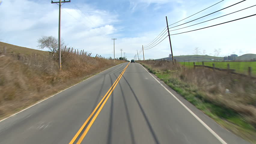 First-person driving POV shot, traveling south and east on Valley Ford Road