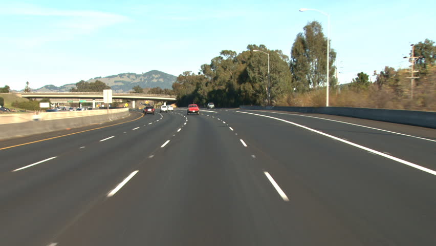 First-person POV shot of driving north on Highway 101 in California, near