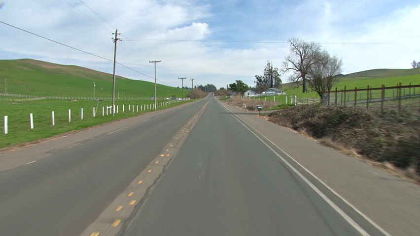 First-person driving POV shot, traveling south and east on Valley Ford Road