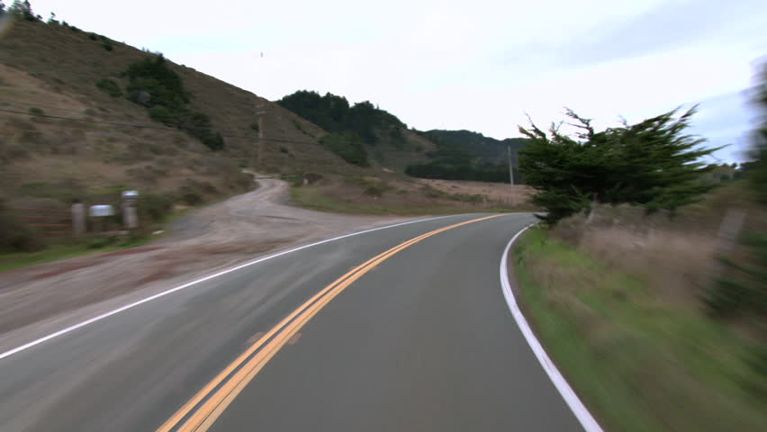 Driving plate, point of view, southbound on California's Mendocino Coast Highway
