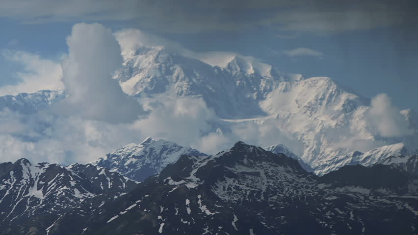 The peaks of Denali, otherwise known as Mt. McKinley in Alaska, tele shot, with