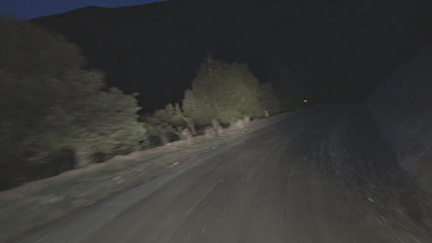 Driving POV shot, Mendocino National Forest, Bartlett Springs Road, dirt, at
