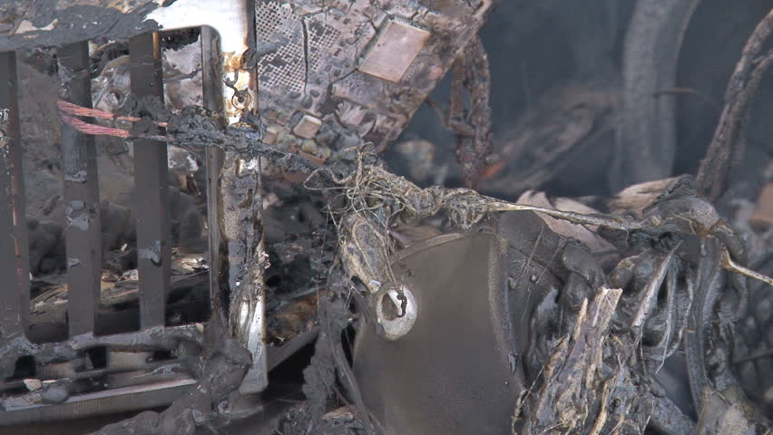 Destruction of a computer by fire.