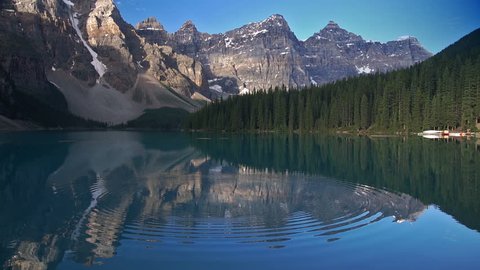 The tranquil Moraine Lake with some ripples