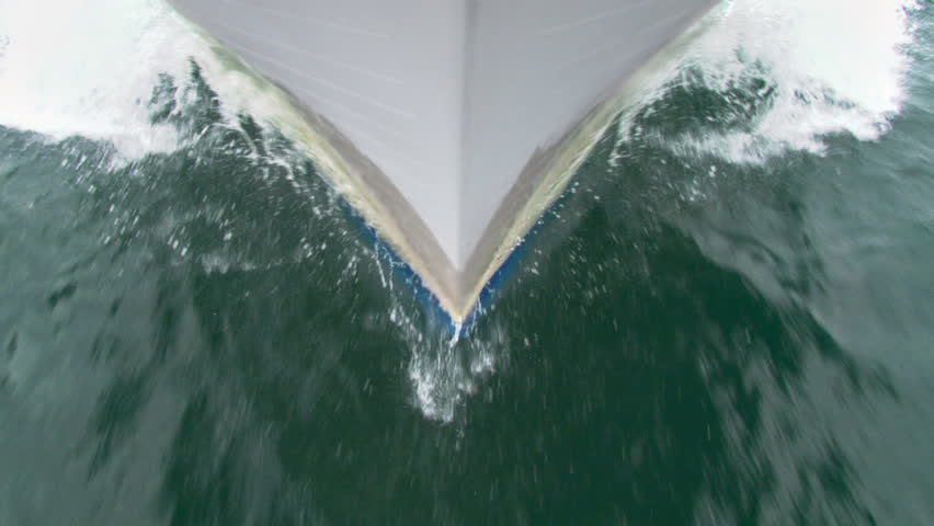 Shooting over the bow of a tour boat under way. Camera held by tripod upside