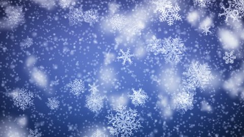 Snowflakes Falling. Christmas backdrop. HD 1080. Beautiful Looped animation.