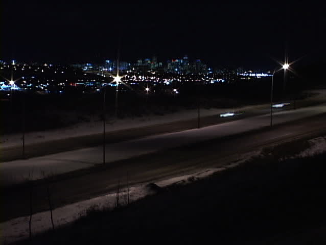 Night traffic on city boulevard time lapse