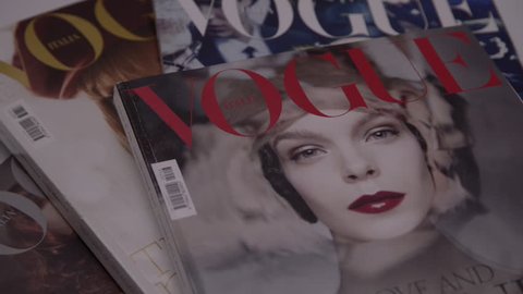 Milan, Italy - April 27, 2017: Italian Vogue magazines. Vogue is one of most important fashion magazines.