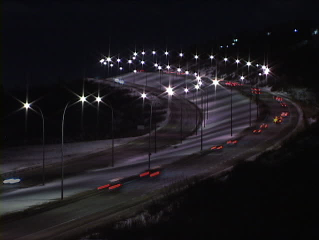 Night traffic on city boulevard time lapse