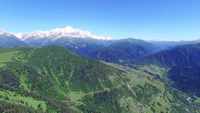 Flying over Mountain Valley Aerial 4k video.
Hiking Travel Tourism Caucasus Svaneti, Georgia.