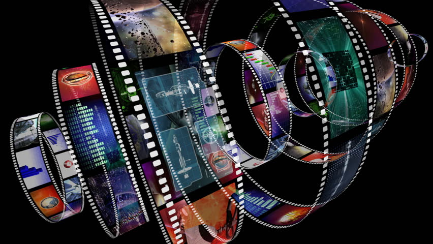Loop-able animation of rotating film reels with a variety of clips