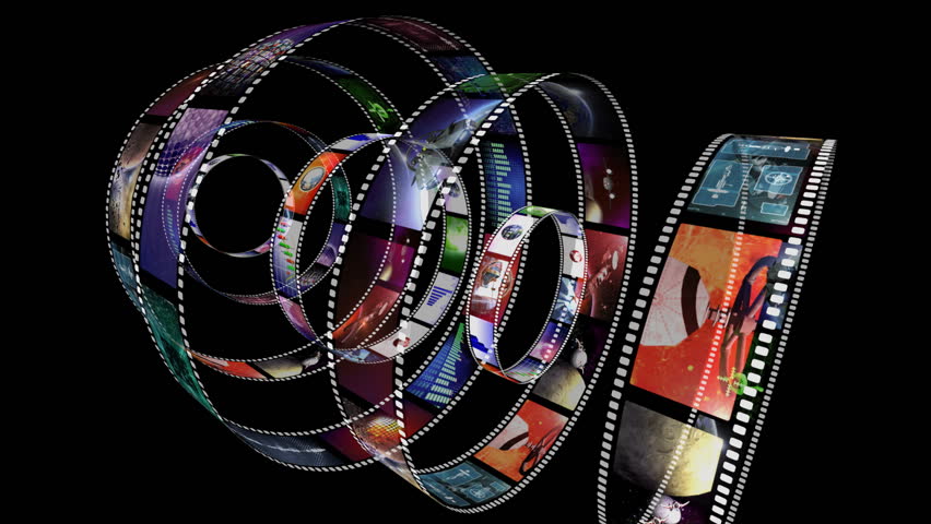 Animation of rotating film reels with a variety of clips