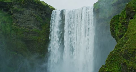 Powerful and beautiful Skógafoss waterfall in Iceland