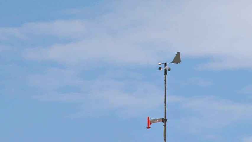 Anemometer in Wind - Blue Sky and Clouds