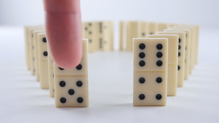 White Dominoes Falling in Chain Stock Footage Video (100