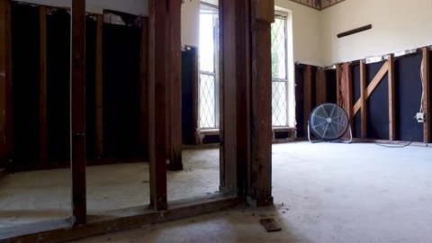 Inside a flooded home gutted and drying out after Hurricane Harvey brought in 4 feet of water