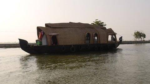 House boat on the backwaters in Alleppey in the state of Kerala, India