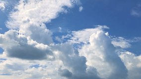 movement of the clouds on the sky with vivid blue sky in background. Summer video. Time lapse. cloud scape. daylight. 4k High quality Footage - Original Size 4k (4096x2304).