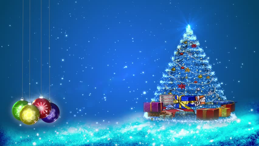 Motion graphics of snowflakes and Christmas decorations