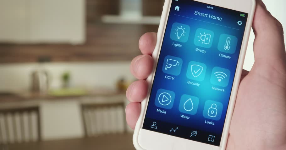 Monitoring power usage in the house using smartphone app Royalty-Free Stock Footage #31082674