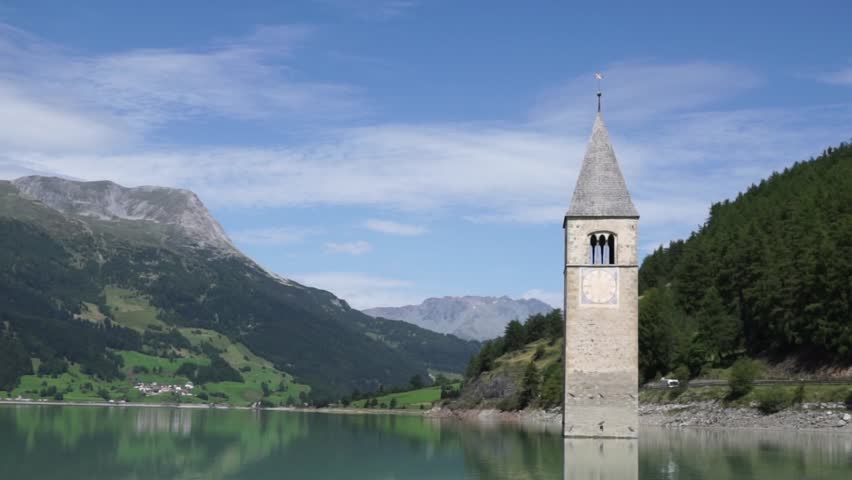 reschen lake in north italy 