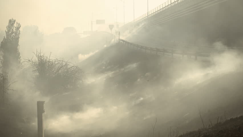 fire just off: smoke, pollution, devastation