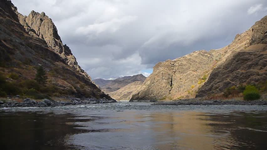 Point of view while traveling down rapids on Snake River in Hell's Canyon.