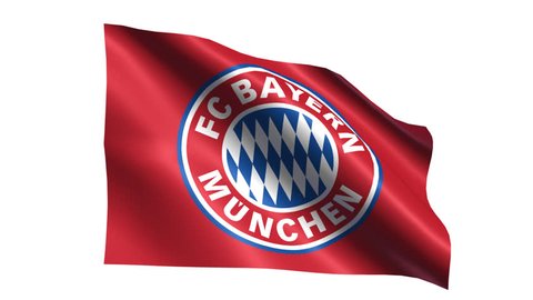 FC Bayern Munich flag is waving on transparent background. Close