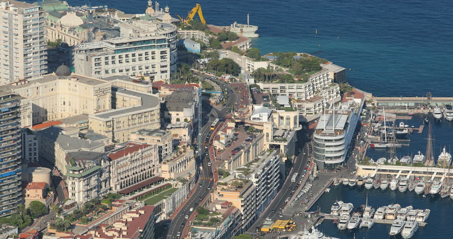 Monaco, Monte-Carlo, old town, view from La Turbie, aerial view at sunset, port Hercules, Casino Monte-Carlo, Megayachts, a lot of boats, Principality Monaco, YCM, Hotel de Paris, New Yacht Club