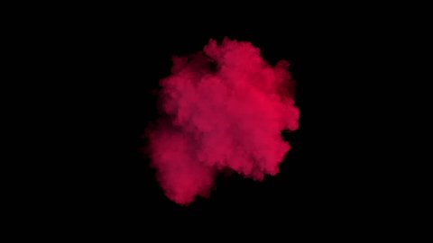 Middle size colored smoke puff / dust puff. Separated on pure black background, contains alpha channel.
